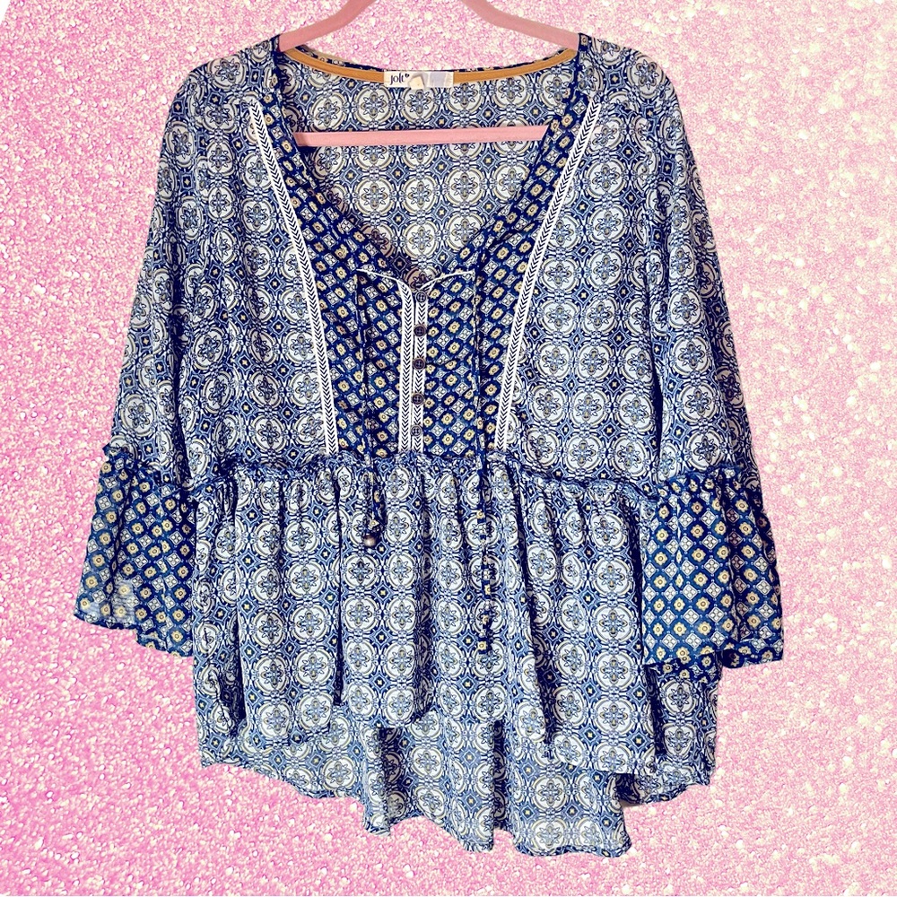 JOLT size XL Boho multicolor babydoll shirt excellent condition!